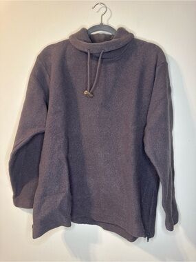 Stillwater Felted Wool 100% New Zealand Wool Cowl Neck Pullover Sweater L Brown